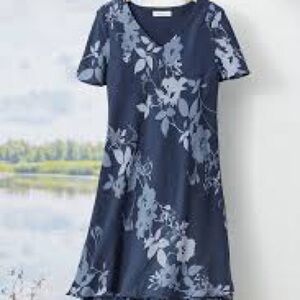 Coldwater Creek Blue Floral Midi Dress
